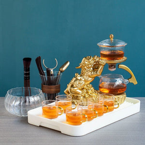 Creative GlassTea Set Automatic Teapot Tea Heat-resistant Kungfu Tea Drinking  Tea Make Brave Troops acacuss