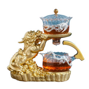 Creative GlassTea Set Automatic Teapot Tea Heat-resistant Kungfu Tea Drinking  Tea Make Brave Troops acacuss