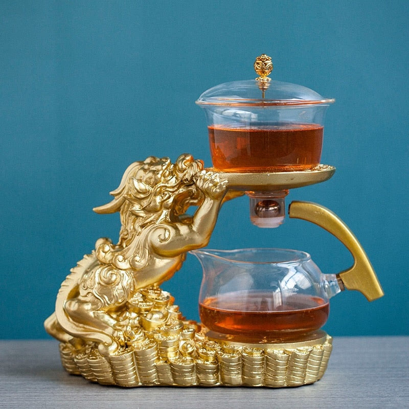 Creative GlassTea Set Automatic Teapot Tea Heat-resistant Kungfu Tea Drinking  Tea Make Brave Troops acacuss