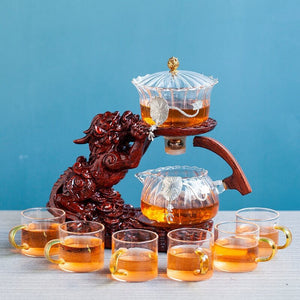 Creative GlassTea Set Automatic Teapot Tea Heat-resistant Kungfu Tea Drinking  Tea Make Brave Troops acacuss