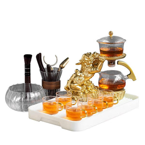 Creative GlassTea Set Automatic Teapot Tea Heat-resistant Kungfu Tea Drinking  Tea Make Brave Troops acacuss