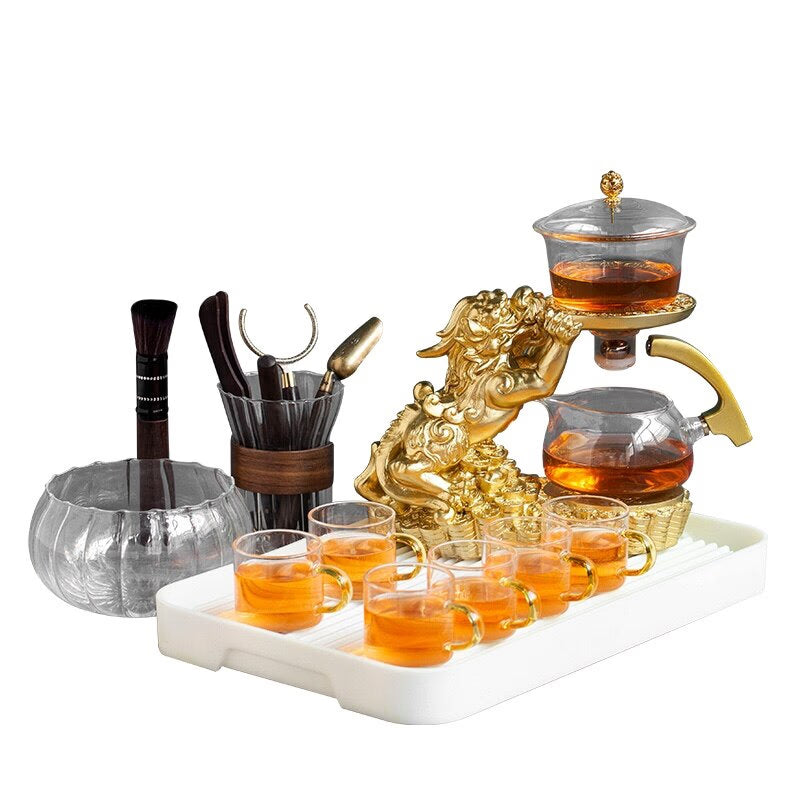 Creative GlassTea Set Automatic Teapot Tea Heat-resistant Kungfu Tea Drinking  Tea Make Brave Troops acacuss