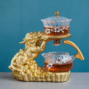 Creative GlassTea Set Automatic Teapot Tea Heat-resistant Kungfu Tea Drinking  Tea Make Brave Troops acacuss