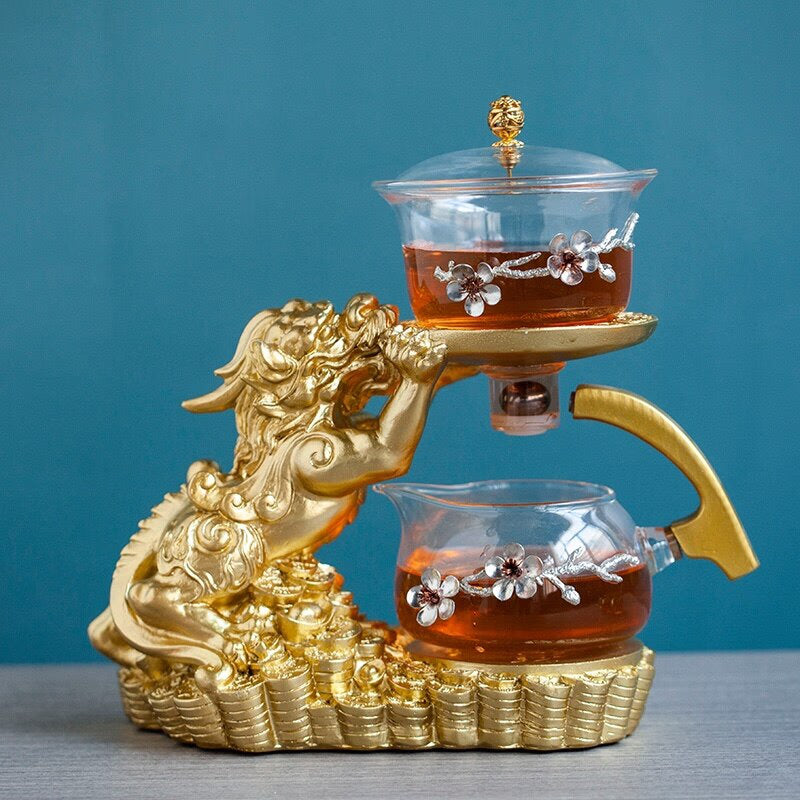 Creative GlassTea Set Automatic Teapot Tea Heat-resistant Kungfu Tea Drinking  Tea Make Brave Troops acacuss