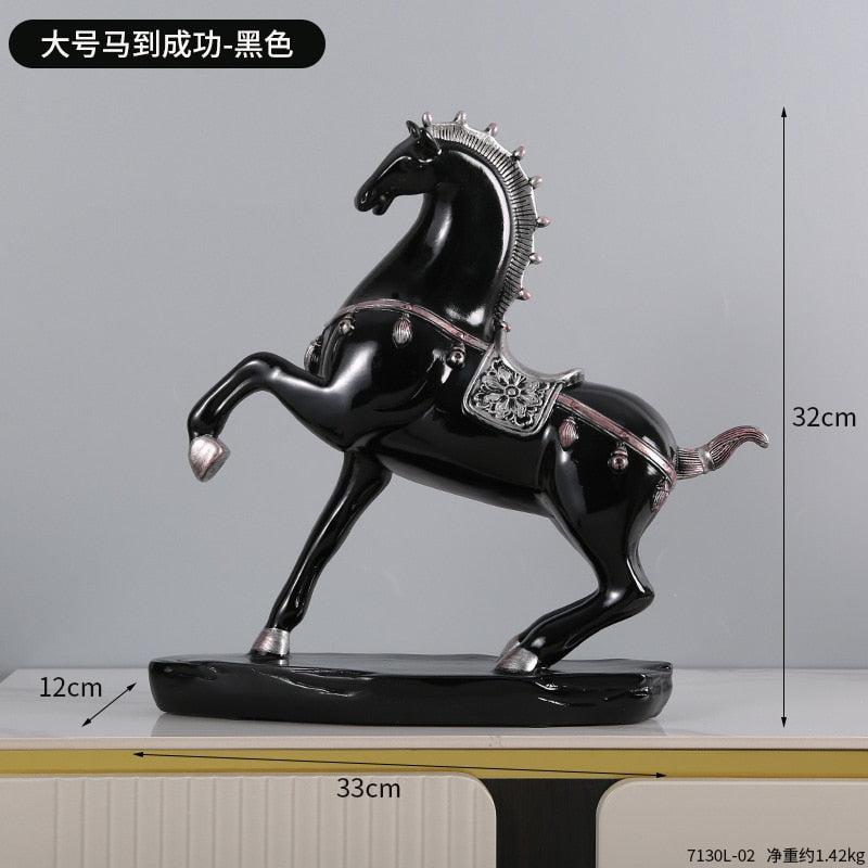 Creative Gold Silver Black Horse Resin Sculpture, Horse Model Home Decor Animal Decoration Living Room Office Craft Decoration acacuss