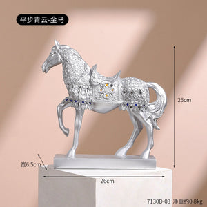 Creative Gold Silver Black Horse Resin Sculpture, Horse Model Home Decor Animal Decoration Living Room Office Craft Decoration acacuss