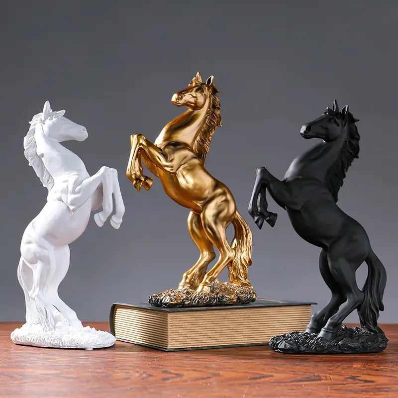 Creative Gold Silver Black Horse Resin Sculpture, Horse Model Home Decor Animal Decoration Living Room Office Craft Decoration acacuss