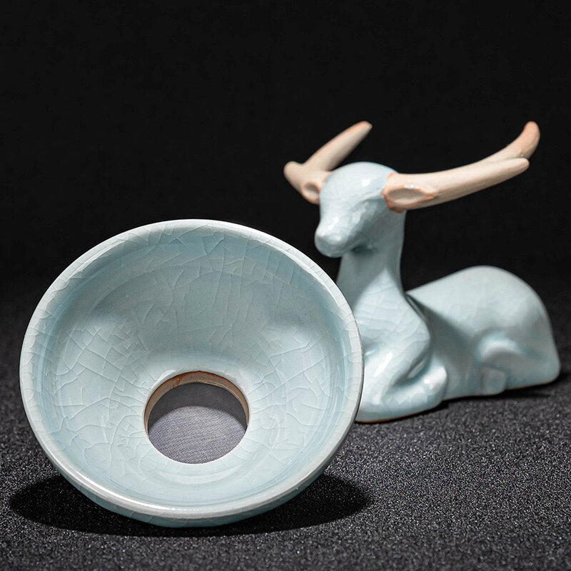 Creative Handmade Starry Sky Drawing Tea Strainer Tea Leaking Holder Ceramic Kung Fu Tea Set Blue Tea Filter Tea Ceremony acacuss