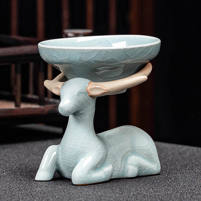 Creative Handmade Starry Sky Drawing Tea Strainer Tea Leaking Holder Ceramic Kung Fu Tea Set Blue Tea Filter Tea Ceremony acacuss