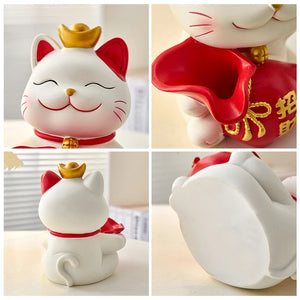 Creative Home Decoration Lucky Cat Storage Boxes Resin Crafts Simple Living Room Table Ornaments Modern Office Deskt Accessories acacuss
