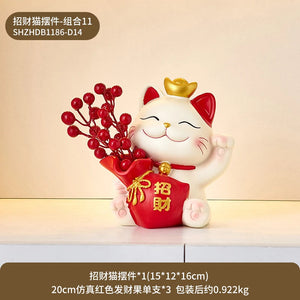 Creative Home Decoration Lucky Cat Storage Boxes Resin Crafts Simple Living Room Table Ornaments Modern Office Deskt Accessories acacuss