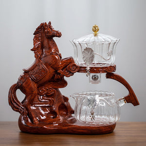 Creative Horse Teapot Full Automatic Glass Teapot Infuser Magnetic Water Diversion Heat-resistant Kungfu Tea Drinking Tea Set acacuss