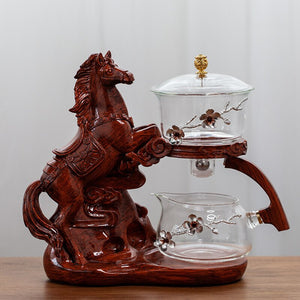 Creative Horse Teapot Full Automatic Glass Teapot Infuser Magnetic Water Diversion Heat-resistant Kungfu Tea Drinking Tea Set acacuss