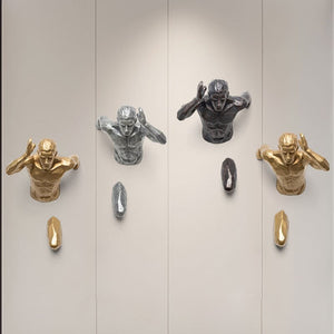 Creative Industrial Style Running Sculpture Resin Living Room Background Wall Decoration Hanging Run Figure Statue Sports Man acacuss
