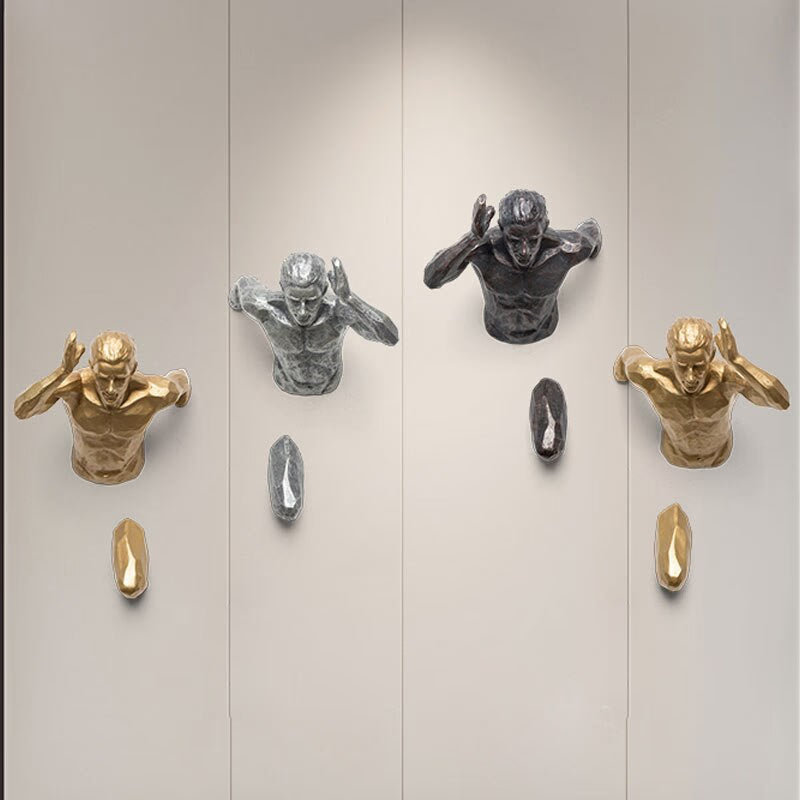 Creative Industrial Style Running Sculpture Resin Living Room Background Wall Decoration Hanging Run Figure Statue Sports Man acacuss