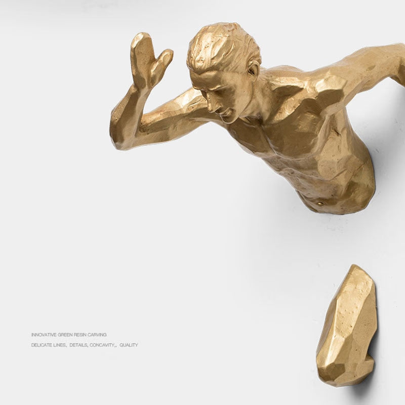 Creative Industrial Style Running Sculpture Resin Living Room Background Wall Decoration Hanging Run Figure Statue Sports Man acacuss