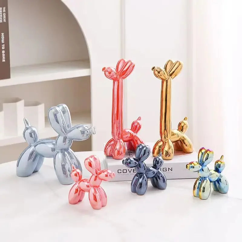 Creative Long Neck Balloon Dog Abstract Ceramic Ornaments Sculpture Study Room Statue Home Office Accessories Decoration Gift acacuss