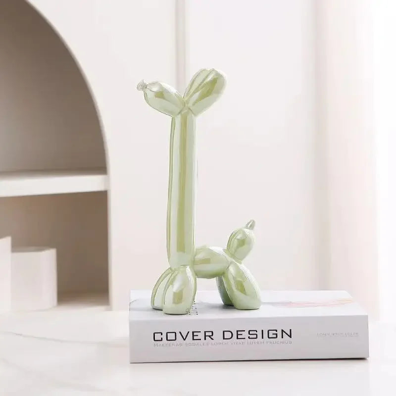 Creative Long Neck Balloon Dog Abstract Ceramic Ornaments Sculpture Study Room Statue Home Office Accessories Decoration Gift acacuss