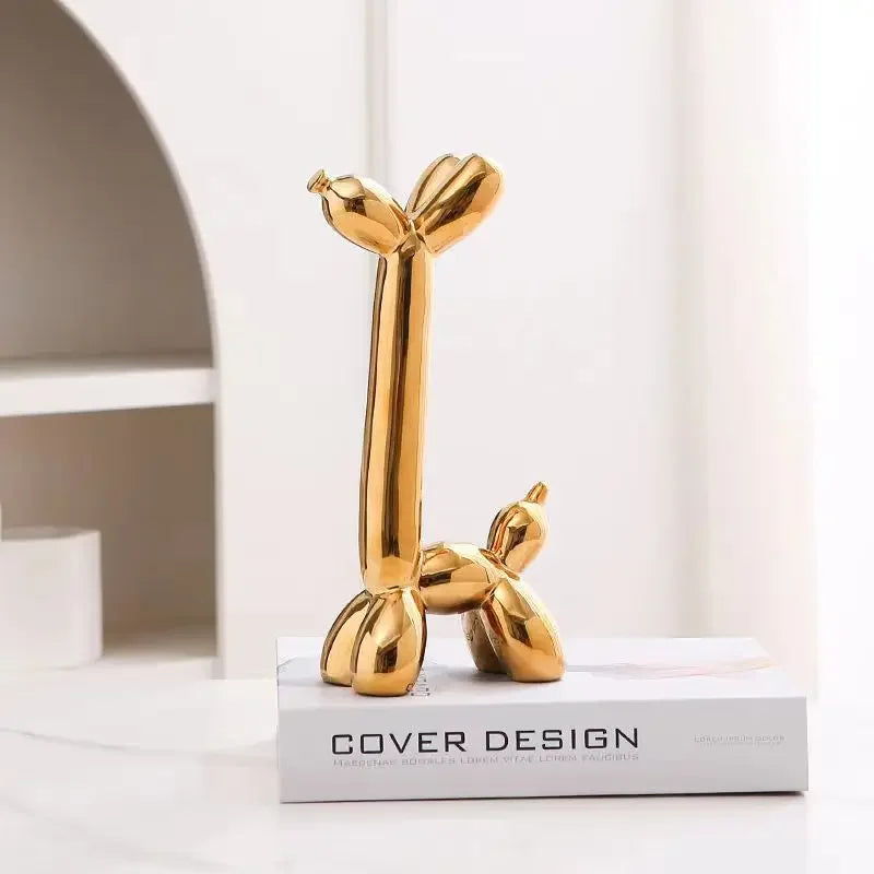 Creative Long Neck Balloon Dog Abstract Ceramic Ornaments Sculpture Study Room Statue Home Office Accessories Decoration Gift acacuss