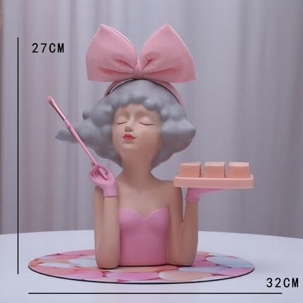 Creative Makeup Organizer Desk Decoration Girls Statue With Tray Resin Cosmetic Storage Container Nordic Living Room Ornament acacuss