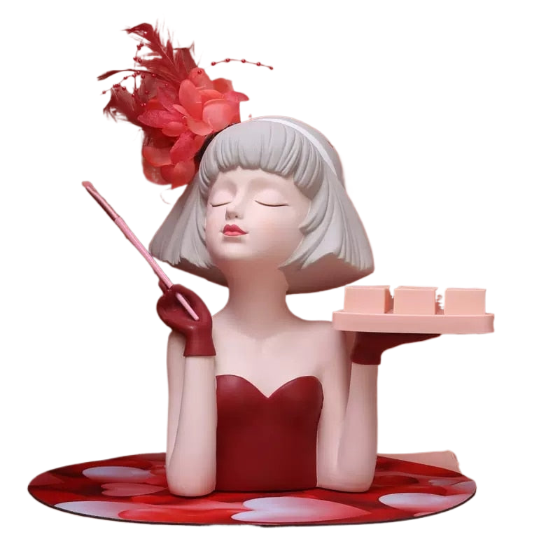 Creative Makeup Organizer Desk Decoration Girls Statue With Tray Resin Cosmetic Storage Container Nordic Living Room Ornament acacuss