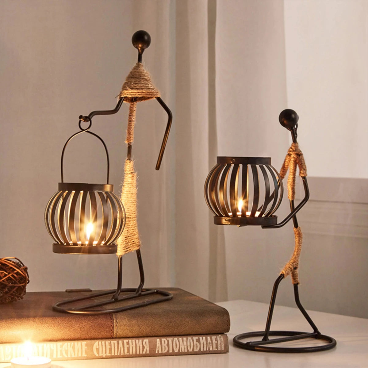 Creative Metal Candle Holder Iron Candlestick Abstract Character Sculpture Holders Music Bar Decorative Ornaments Home Decor acacuss