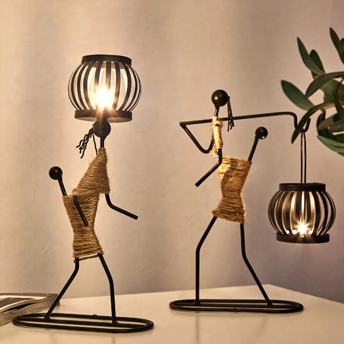 Creative Metal Candle Holder Iron Candlestick Abstract Character Sculpture Holders Music Bar Decorative Ornaments Home Decor acacuss