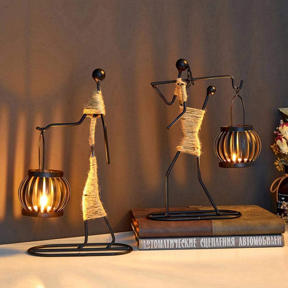 Creative Metal Candle Holder Iron Candlestick Abstract Character Sculpture Holders Music Bar Decorative Ornaments Home Decor acacuss