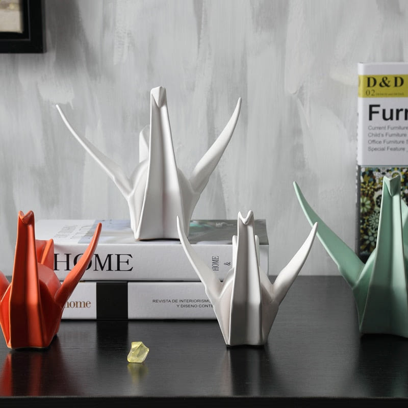 Creative Modern Bird Statue Abstract Ceramic Origami Animal Sculpture Office Living Room Desktop Decorations Home Decor Figurine acacuss