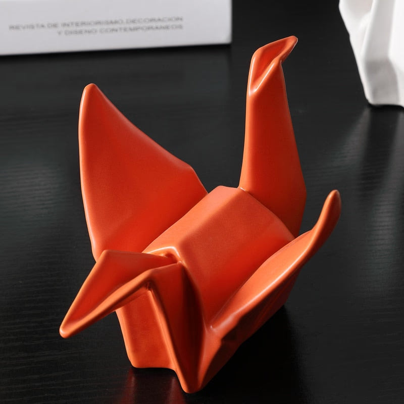 Creative Modern Bird Statue Abstract Ceramic Origami Animal Sculpture Office Living Room Desktop Decorations Home Decor Figurine acacuss