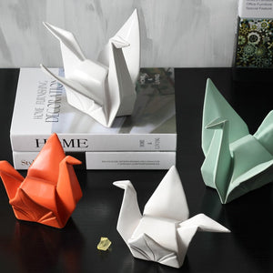 Creative Modern Bird Statue Abstract Ceramic Origami Animal Sculpture Office Living Room Desktop Decorations Home Decor Figurine acacuss