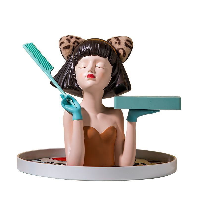Creative Modern Girl Resin Ornaments Healing Department Porch Sculpture Decoration Home Bedroom Dressing Table Figurines Crafts acacuss