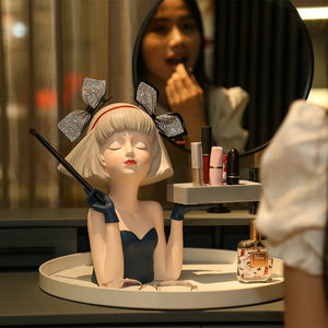 Creative Modern Girl Resin Ornaments Healing Department Porch Sculpture Decoration Home Bedroom Dressing Table Figurines Crafts acacuss