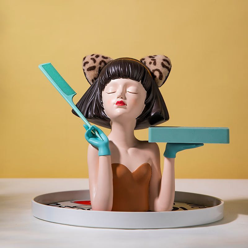 Creative Modern Girl Resin Ornaments Healing Department Porch Sculpture Decoration Home Bedroom Dressing Table Figurines Crafts acacuss
