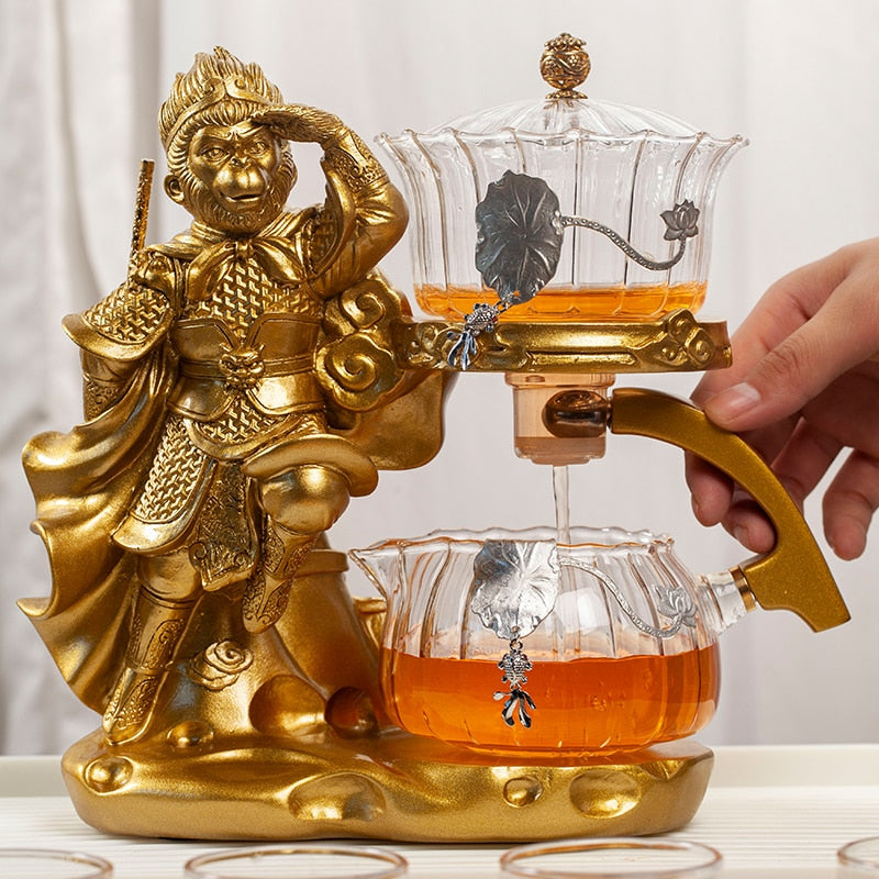 Creative Monkey King Glass Tea Set Automatic Teapot Tea Heat-resistant Kungfu Tea Drinking Tea Make Pu'er Tea Infuser acacuss