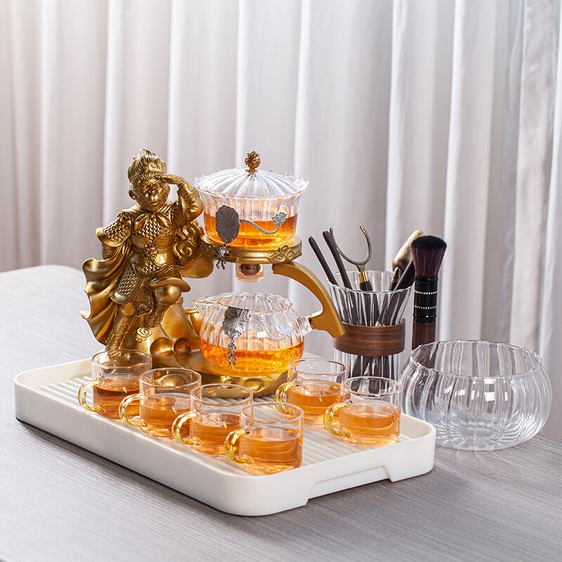 Creative Monkey King Glass Tea Set Automatic Teapot Tea Heat-resistant Kungfu Tea Drinking Tea Make Pu'er Tea Infuser acacuss