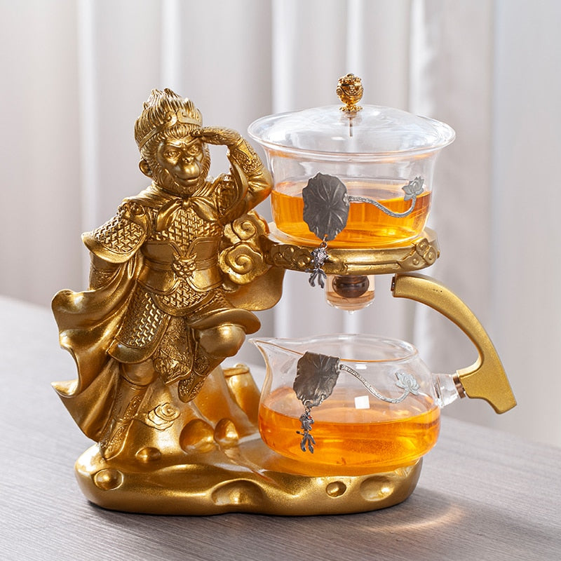 Creative Monkey King Glass Tea Set Automatic Teapot Tea Heat-resistant Kungfu Tea Drinking Tea Make Pu'er Tea Infuser acacuss