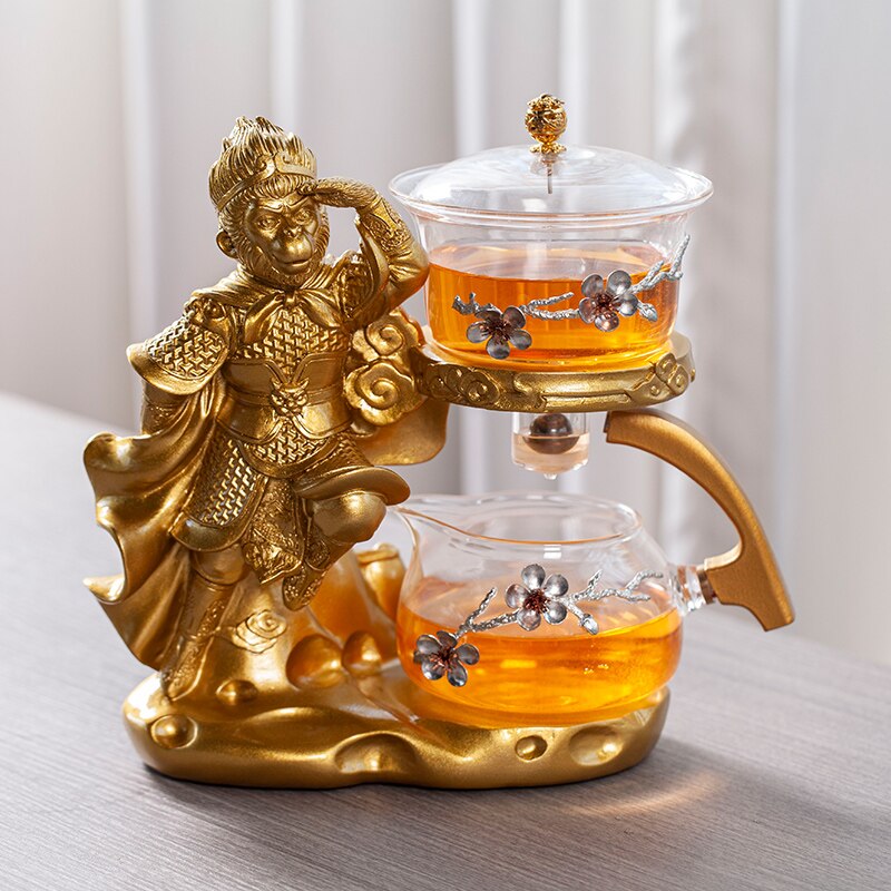 Creative Monkey King Glass Tea Set Automatic Teapot Tea Heat-resistant Kungfu Tea Drinking Tea Make Pu'er Tea Infuser acacuss
