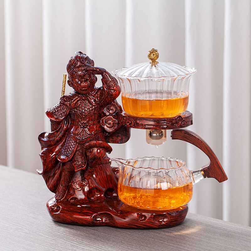 Creative Monkey King Glass Tea Set Automatic Teapot Tea Heat-resistant Kungfu Tea Drinking Tea Make Pu'er Tea Infuser acacuss