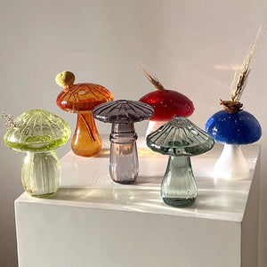 Creative Mushroom Glass Vase Plant Hydroponic Terrarium Art Plant Hydroponic Table Vase Glass Crafts DIY Aromatherapy Bottle acacuss