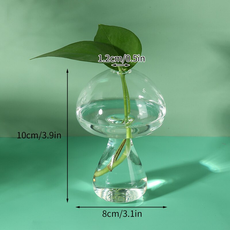 Creative Mushroom Glass Vase Plant Hydroponic Terrarium Art Plant Hydroponic Table Vase Glass Crafts DIY Aromatherapy Bottle acacuss