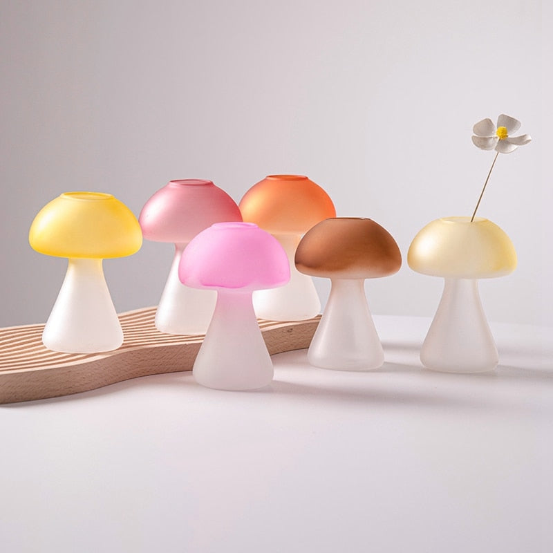 Creative Mushroom Glass Vase Plant Hydroponic Terrarium Art Plant Hydroponic Table Vase Glass Crafts DIY Aromatherapy Bottle acacuss