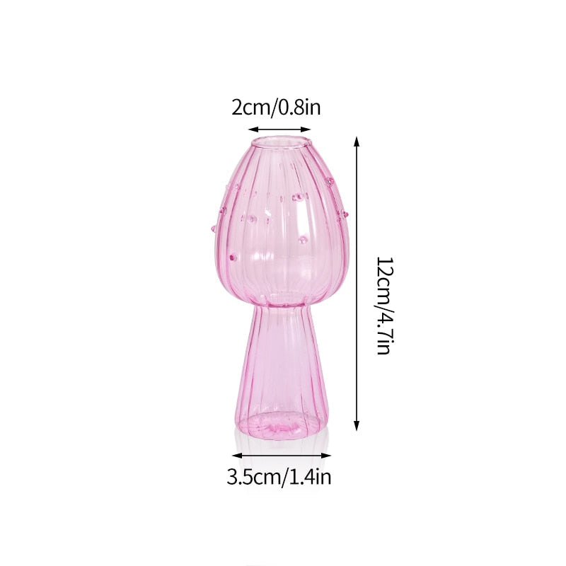 Creative Mushroom Glass Vase Plant Hydroponic Terrarium Art Plant Hydroponic Table Vase Glass Crafts DIY Aromatherapy Bottle acacuss