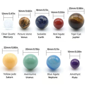 Creative Natural Crystal 8/9 Planet Ball Solar System Round Original Stone Popular Science Ornament Sphere Galaxy Model Gift Box acacuss