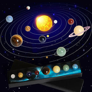 Creative Natural Crystal 8/9 Planet Ball Solar System Round Original Stone Popular Science Ornament Sphere Galaxy Model Gift Box acacuss