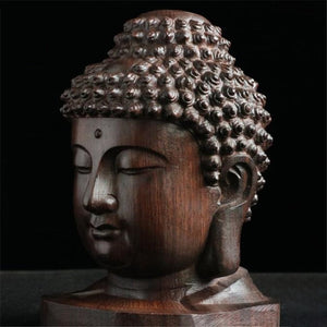 Creative New Buddha Statue Wooden Sakyamuni Tathagata Figurine India Buddha Head Statue Crafts Decorative Ornament acacuss