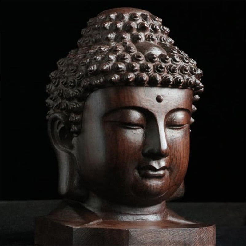 Creative New Buddha Statue Wooden Sakyamuni Tathagata Figurine India Buddha Head Statue Crafts Decorative Ornament acacuss