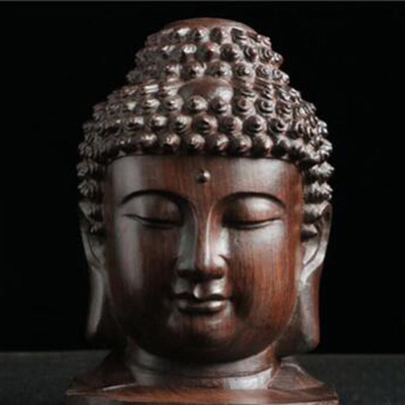 Creative New Buddha Statue Wooden Sakyamuni Tathagata Figurine India Buddha Head Statue Crafts Decorative Ornament acacuss