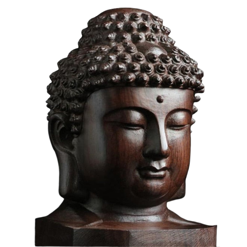 Creative New Buddha Statue Wooden Sakyamuni Tathagata Figurine India Buddha Head Statue Crafts Decorative Ornament acacuss