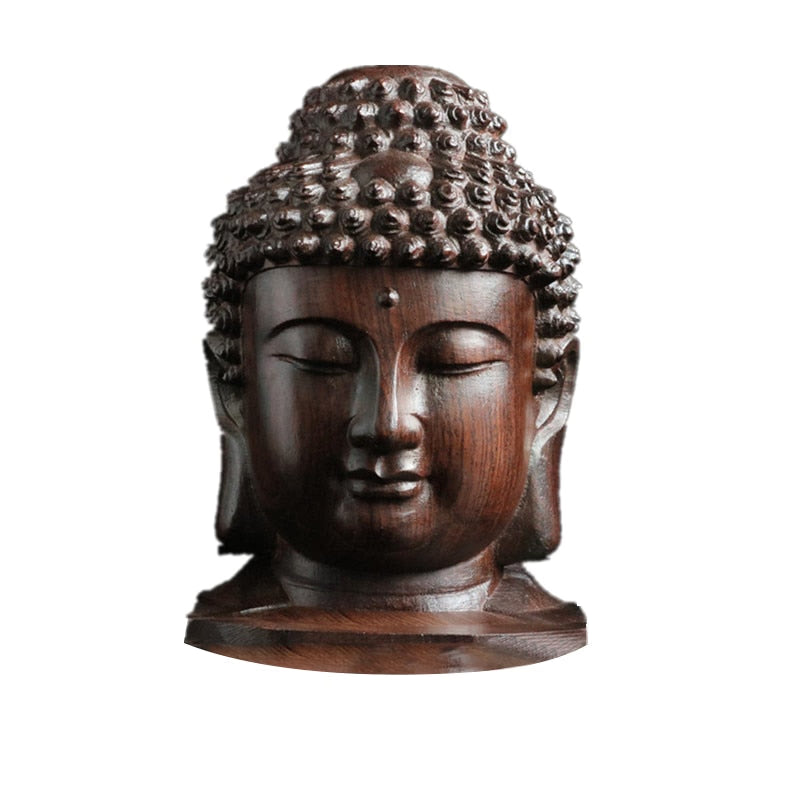 Creative New Buddha Statue Wooden Sakyamuni Tathagata Figurine India Buddha Head Statue Crafts Decorative Ornament acacuss